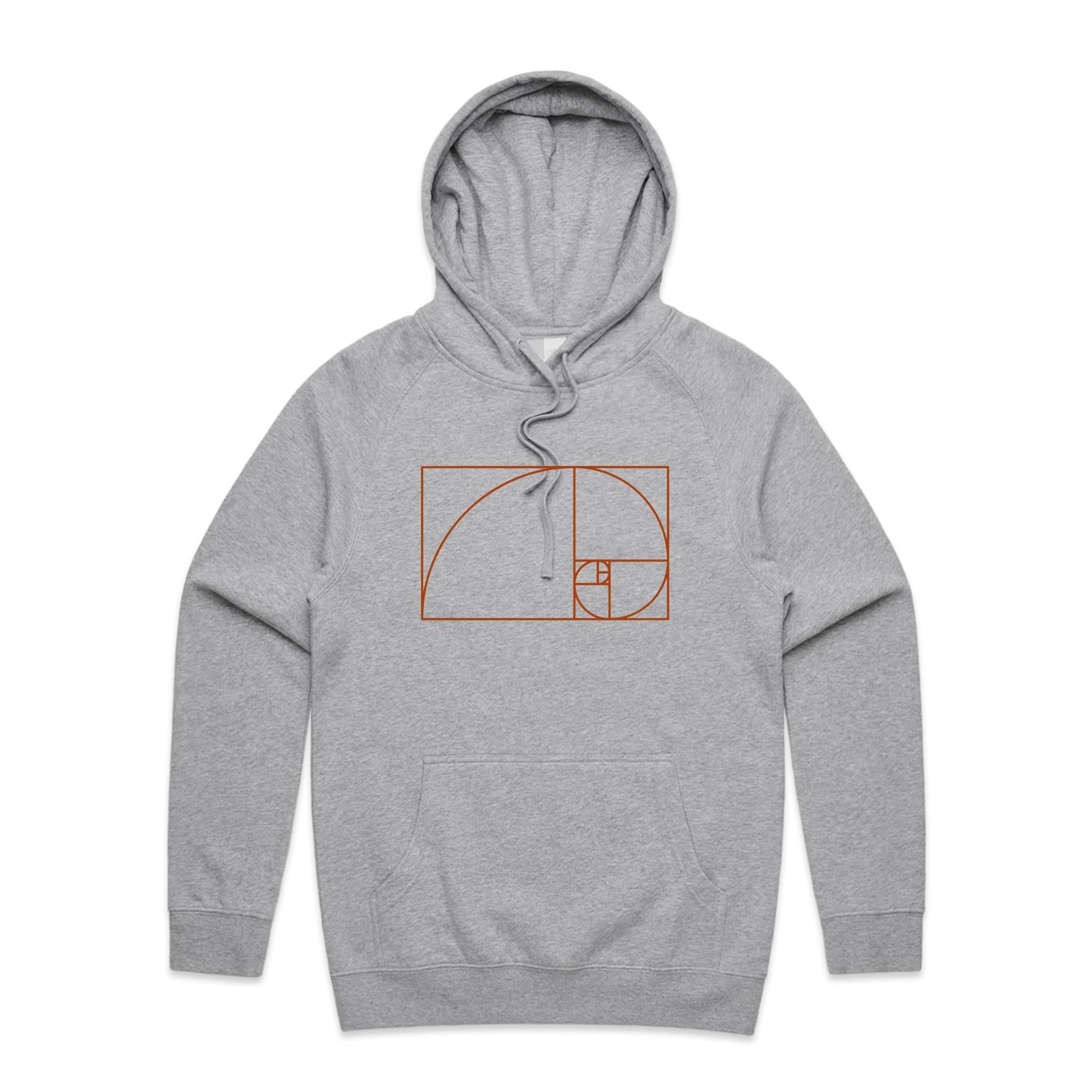 Fibonacci - Mens Hoodie Grey Marle Mens Hoodie Maths Printed In Australia Science