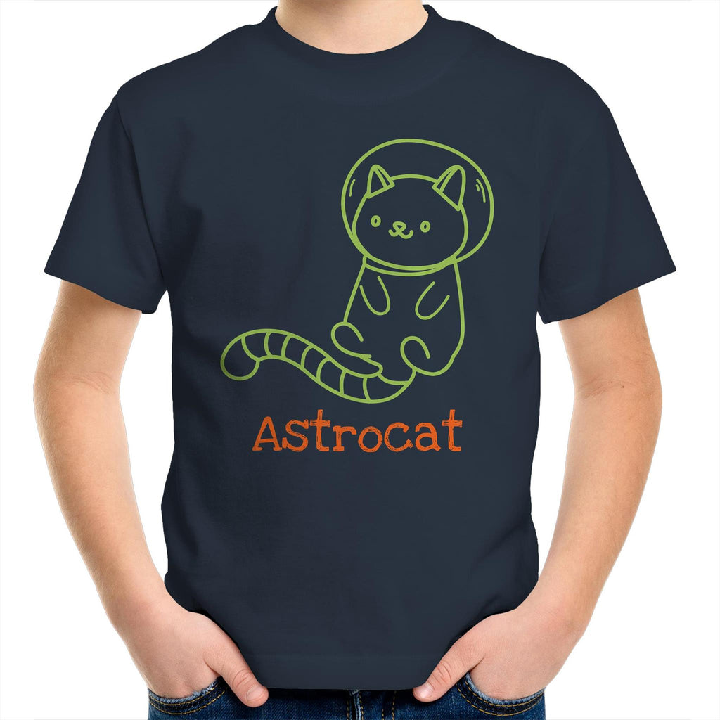 Astrocat, Cat Astronaut - Kids Youth T-Shirt Navy Kids Youth T-shirt animal Printed In Australia Space