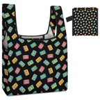 Colourful Cassette Tapes On Black Foldable Shopping Bag