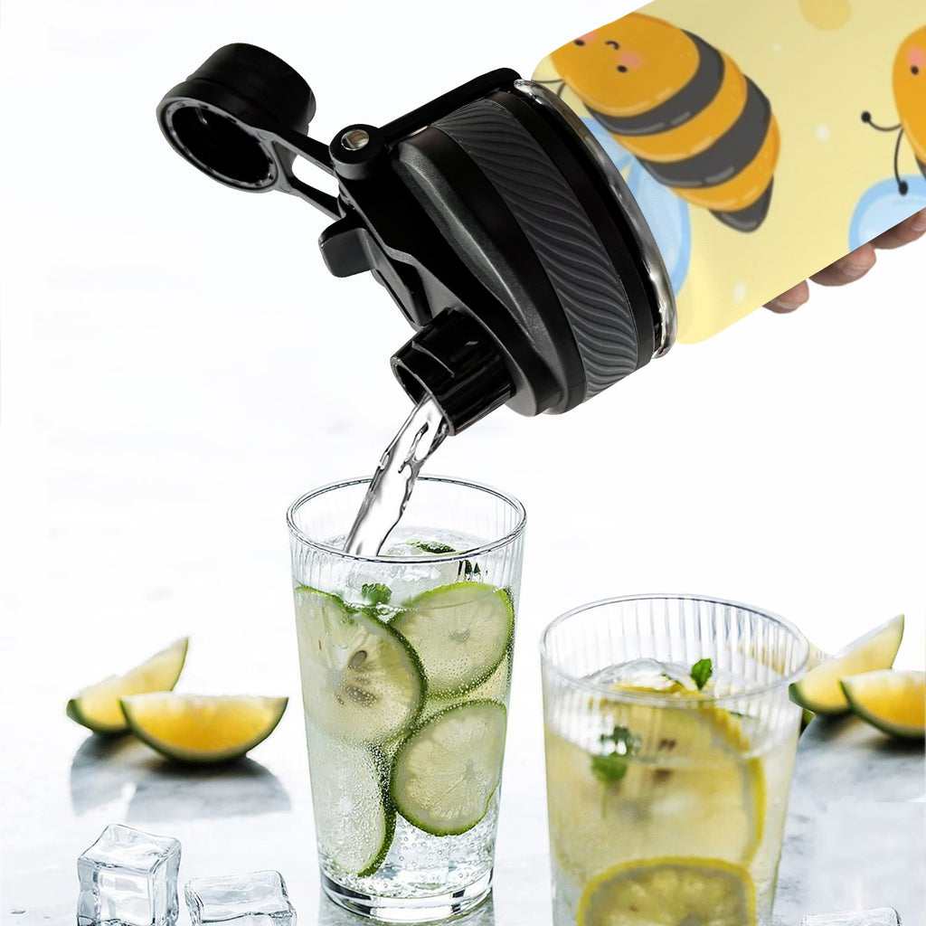 Bright Bees - Insulated Water Bottle with Dual-Use Lid (18oz) Insulated Water Bottle with Dual-Use Lid (18oz) animal Printed Offshore