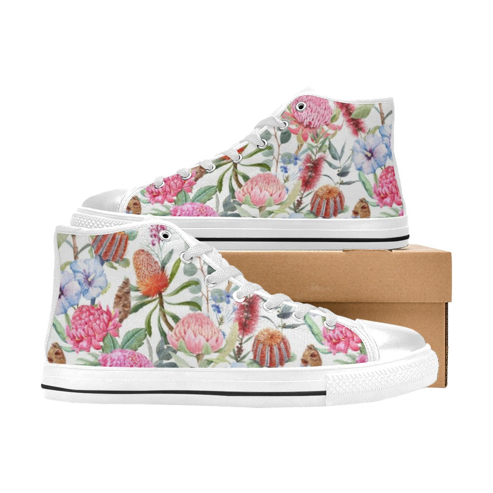 Australian Flowers - Kids High Top Canvas Shoes