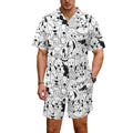Black And White Dogs Men's Hawaiian Shirt & Shorts Set Men's Hawaiian Shirt & Shorts Set animal Printed Offshore