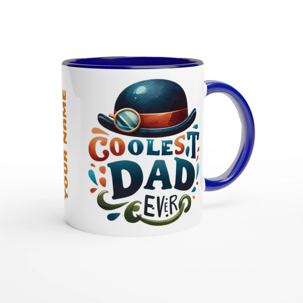 Personalise - Coolest Dad Ever - 11oz Ceramic Mug Personalised 11oz Mug customise Dad Globally Fulfilled personalise