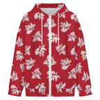 Red Retro Foliage Women's Full-Zip Hoodie