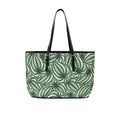 Stripy Leaves PU Leather Tote Bag Large