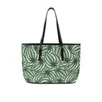 Stripy Leaves PU Leather Tote Bag Large