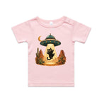 Black Cat Alien UFO Abduction AS Colour Baby T-shirt