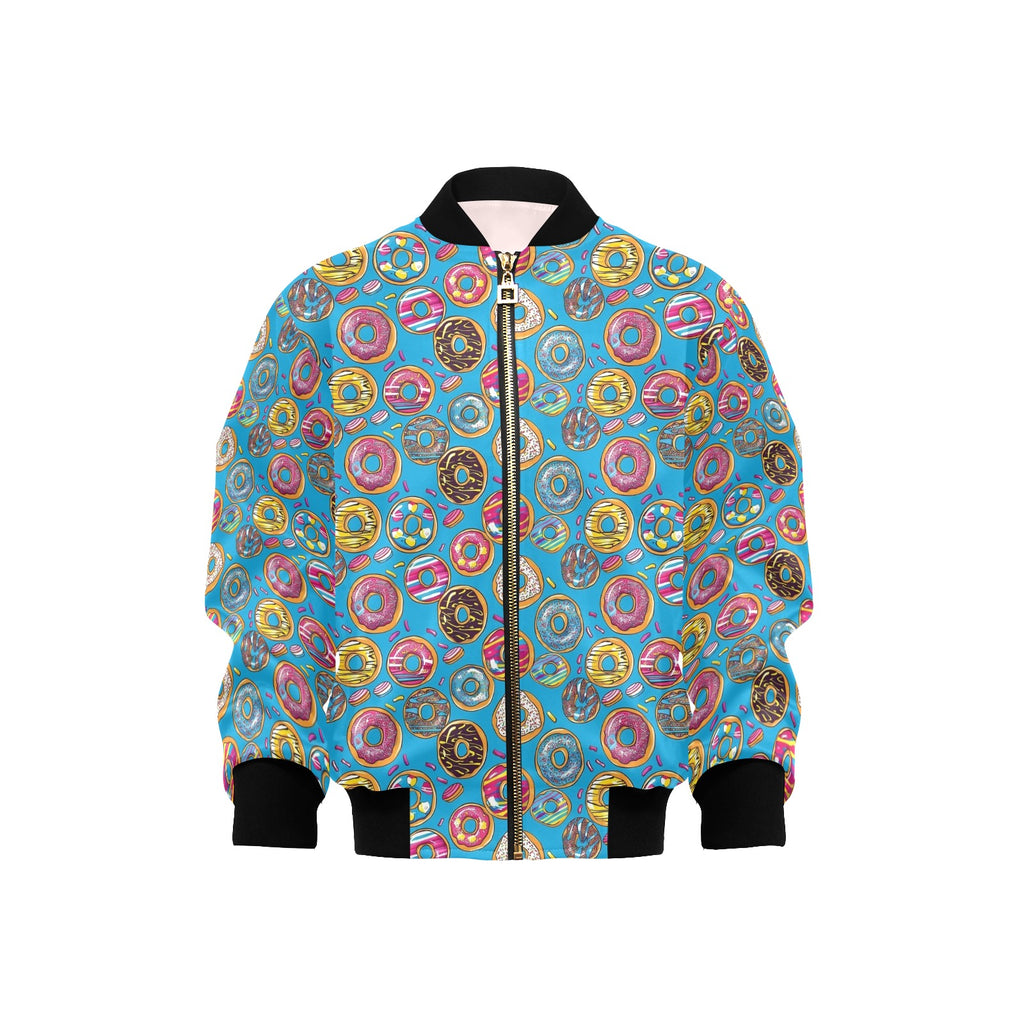 Doughnuts On Blue Kids Bomber Jacket