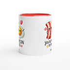 Personalised - You're The Bacon To My Eggs, Valentine - White 11oz Ceramic Mug with Colour Inside Personalised 11oz Mug
