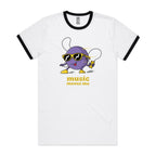 Music Moves Me - Staple Ringer Tee White Black