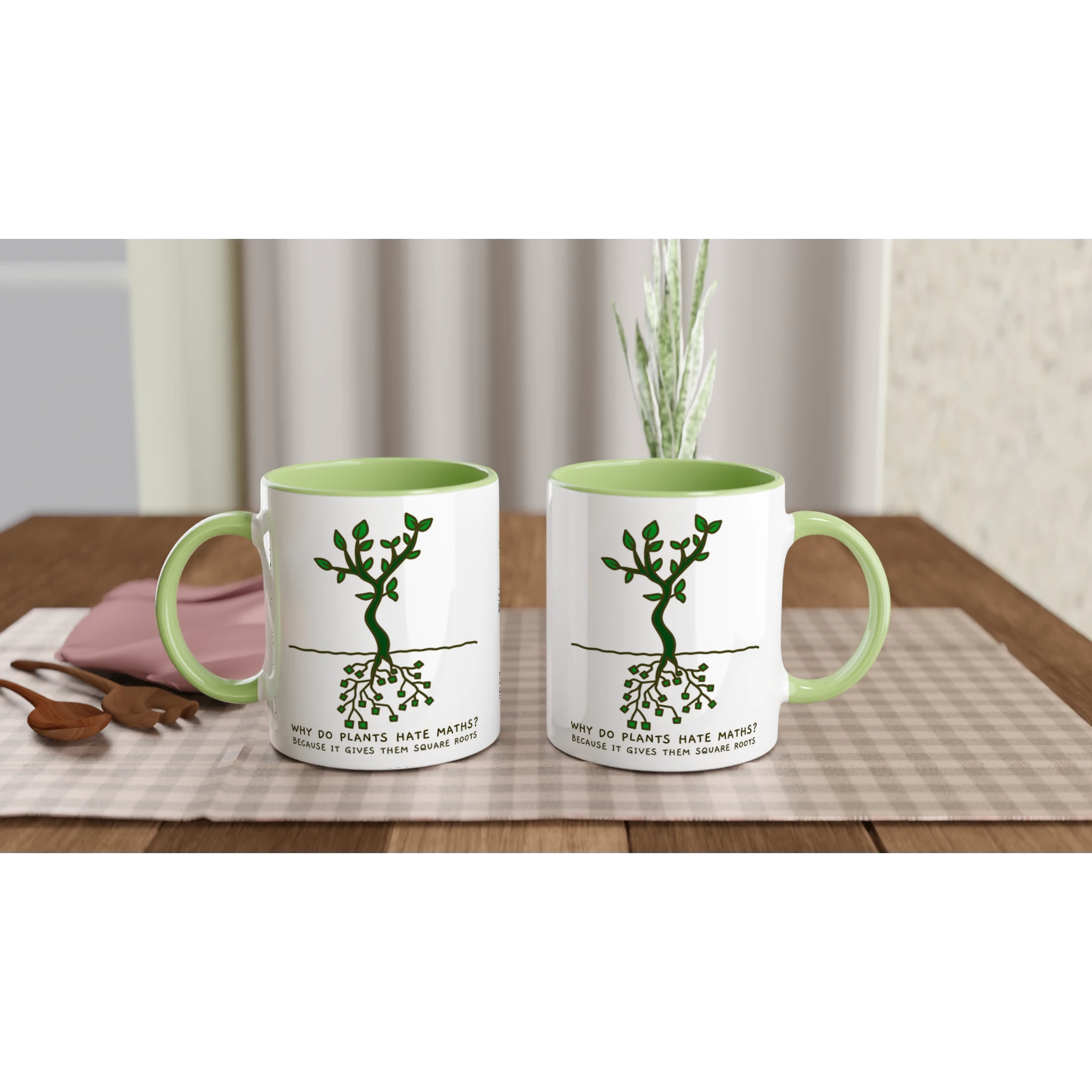 Personalised - Square Roots - White 11oz Ceramic Mug Personalised 11oz Mug customise Globally Fulfilled Maths personalise Plants Science