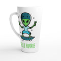 Hello Humans, Alien Skateboard White Latte 17oz Ceramic Mug Default Title Latte Mug Globally Fulfilled Sci Fi