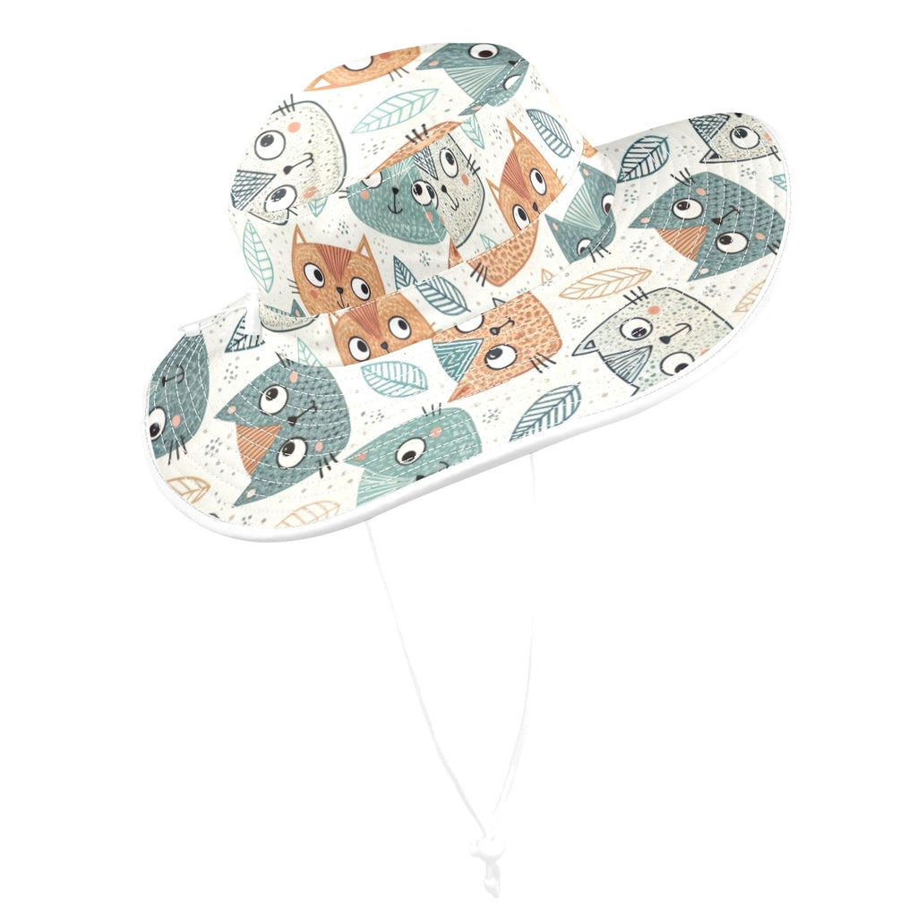 Cute Cat Faces Wide Brim Bucket Hat Wide Brim Bucket Hat animal Printed Offshore