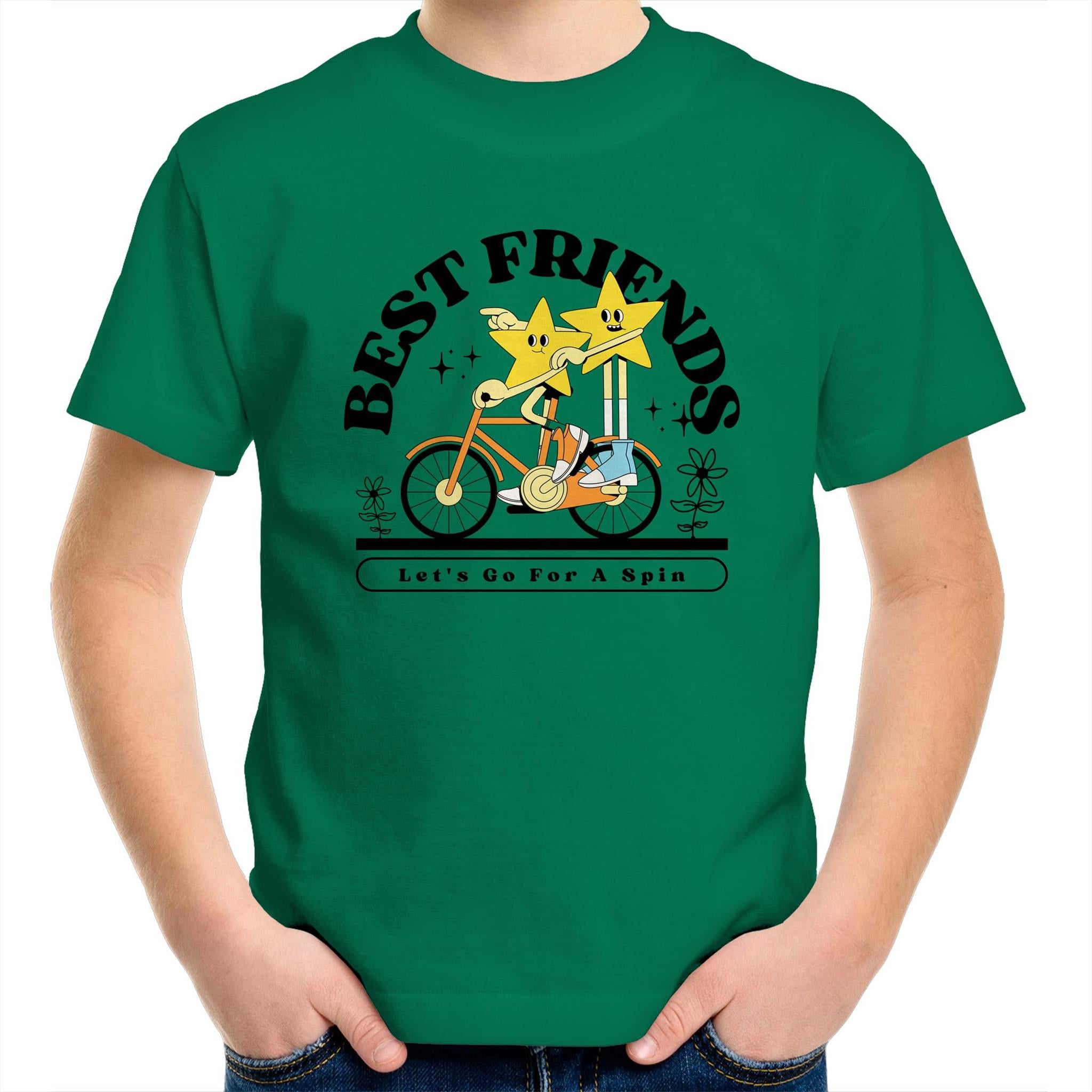 Best Friends - Kids Youth T-Shirt Kelly Green Kids Youth T-shirt Printed In Australia