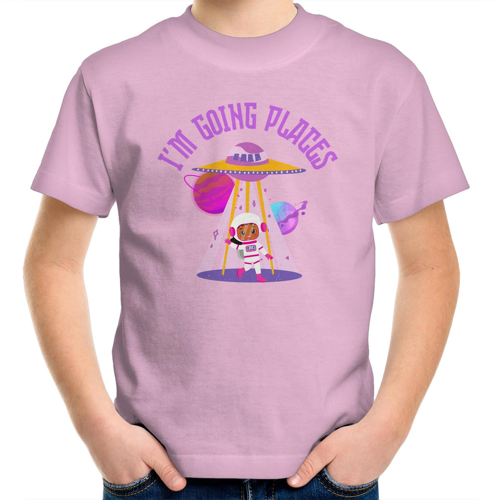 I'm Going Places, Space - Kids Youth T-Shirt Pink Kids Youth T-shirt Printed In Australia Space