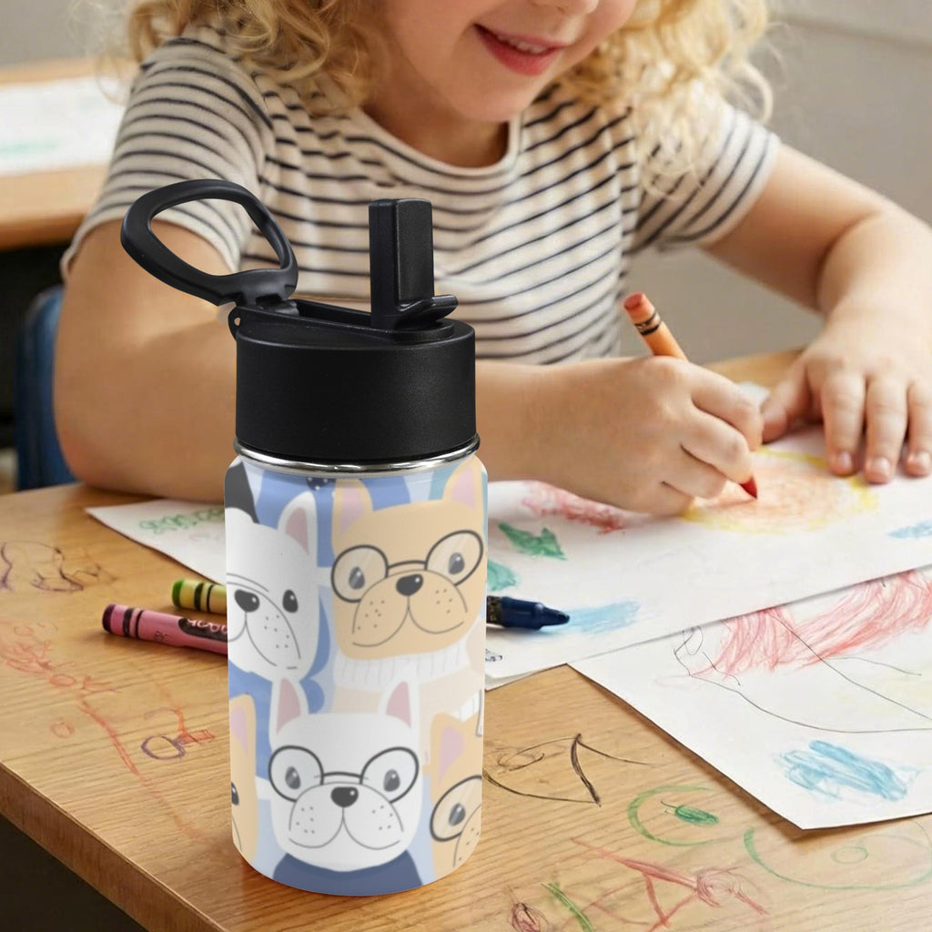Dog Crowd 12oz Kids Water Bottle with Straw Lid