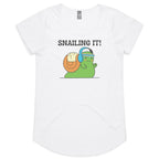 Snailing It - Womens Scoop Neck T-Shirt White Womens Scoop Neck T-shirt animal Fitness Printed In Australia