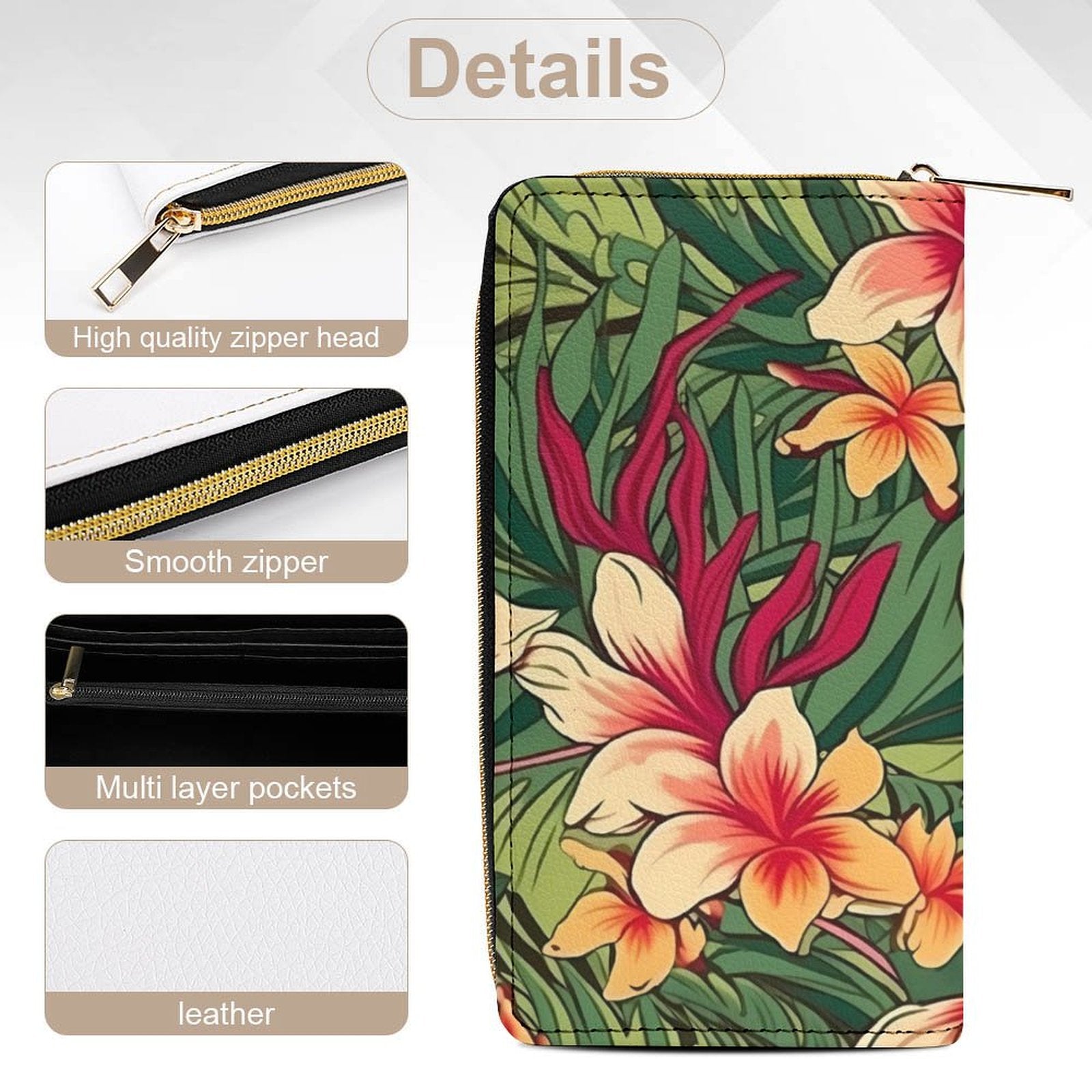 Retro Tropical Flowers -  PU Leather Wallet