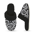 Black And White Swirl Women's Fur Trim Thick-Sole Indoor Slippers Women's Fur Trimmed Slippers Printed Offshore