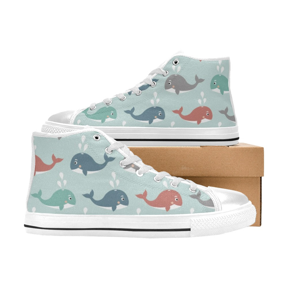 Cute Whales Kids High Top Canvas Shoes