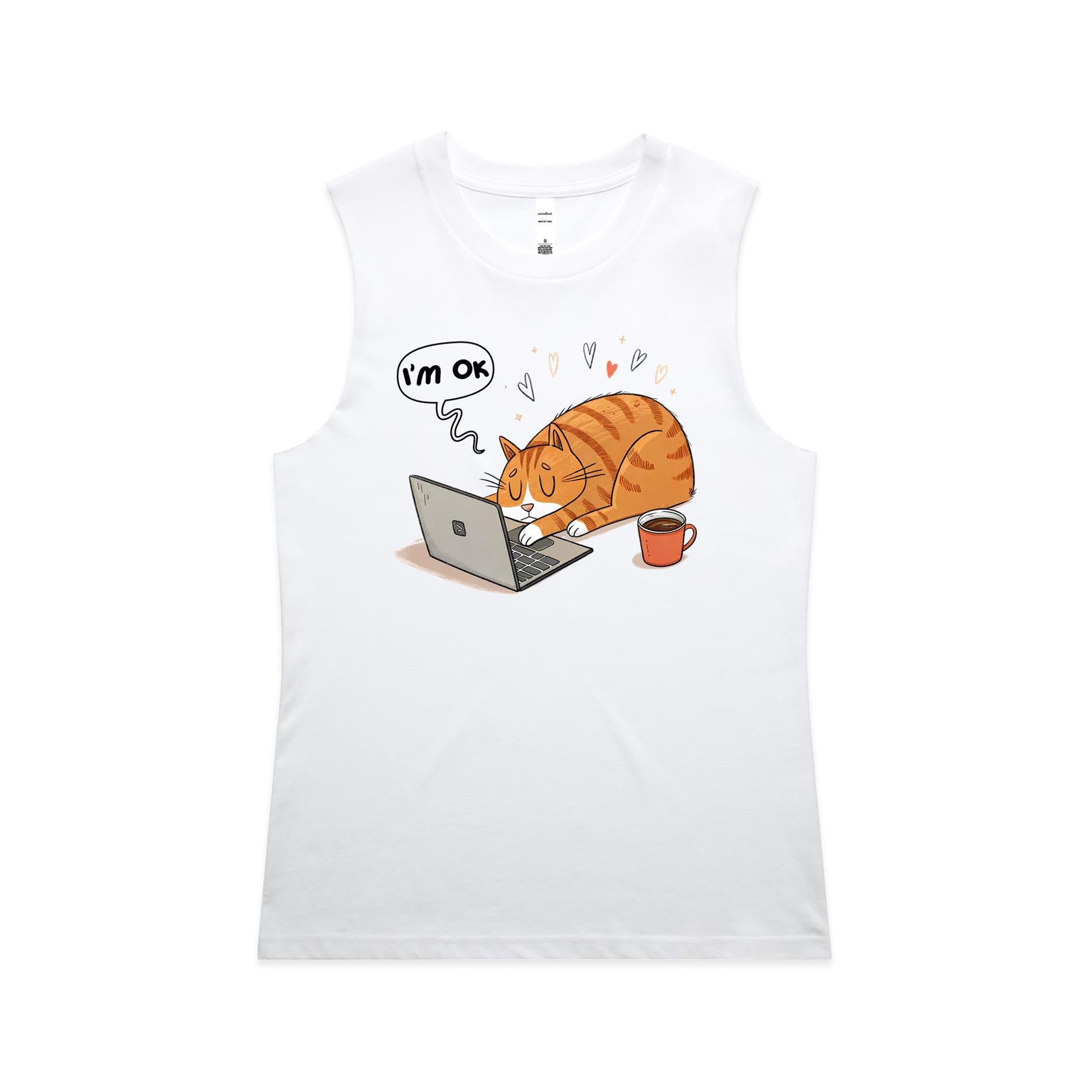 Cat Laptop, I'm OK - AS Colour Women's Maple Tank