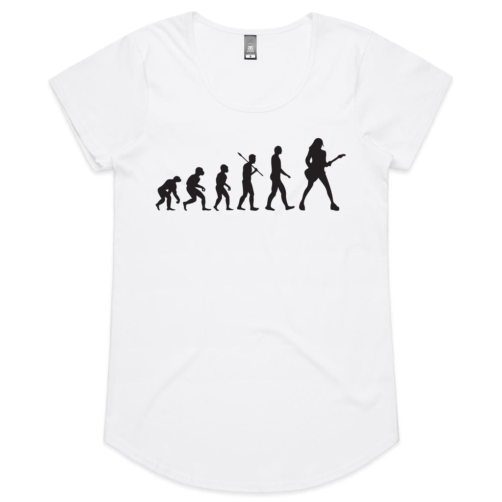 Evolution Of A Guitar Player - Womens Scoop Neck T-Shirt White Womens Scoop Neck T-shirt Music Printed In Australia