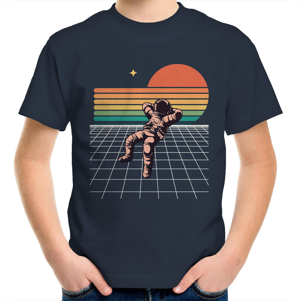 Retro Astronaut - Kids Youth T-Shirt Navy Kids Youth T-shirt Printed In Australia Space