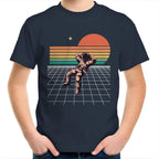 Retro Astronaut - Kids Youth T-Shirt Navy Kids Youth T-shirt Printed In Australia Space
