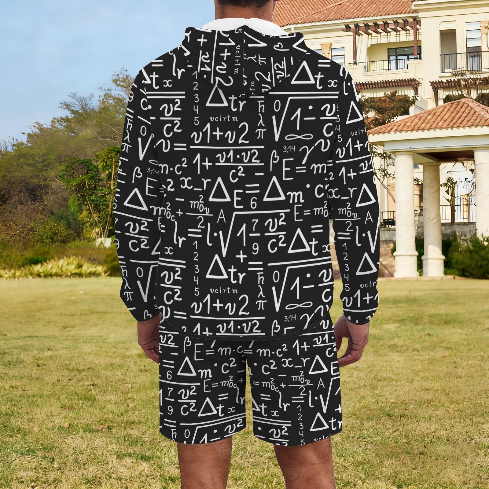 Mathematics Men's Lightweight Sun Hoodie & Shorts Set Men's Lightweight Sun Hoodie & Shorts Maths Printed Offshore