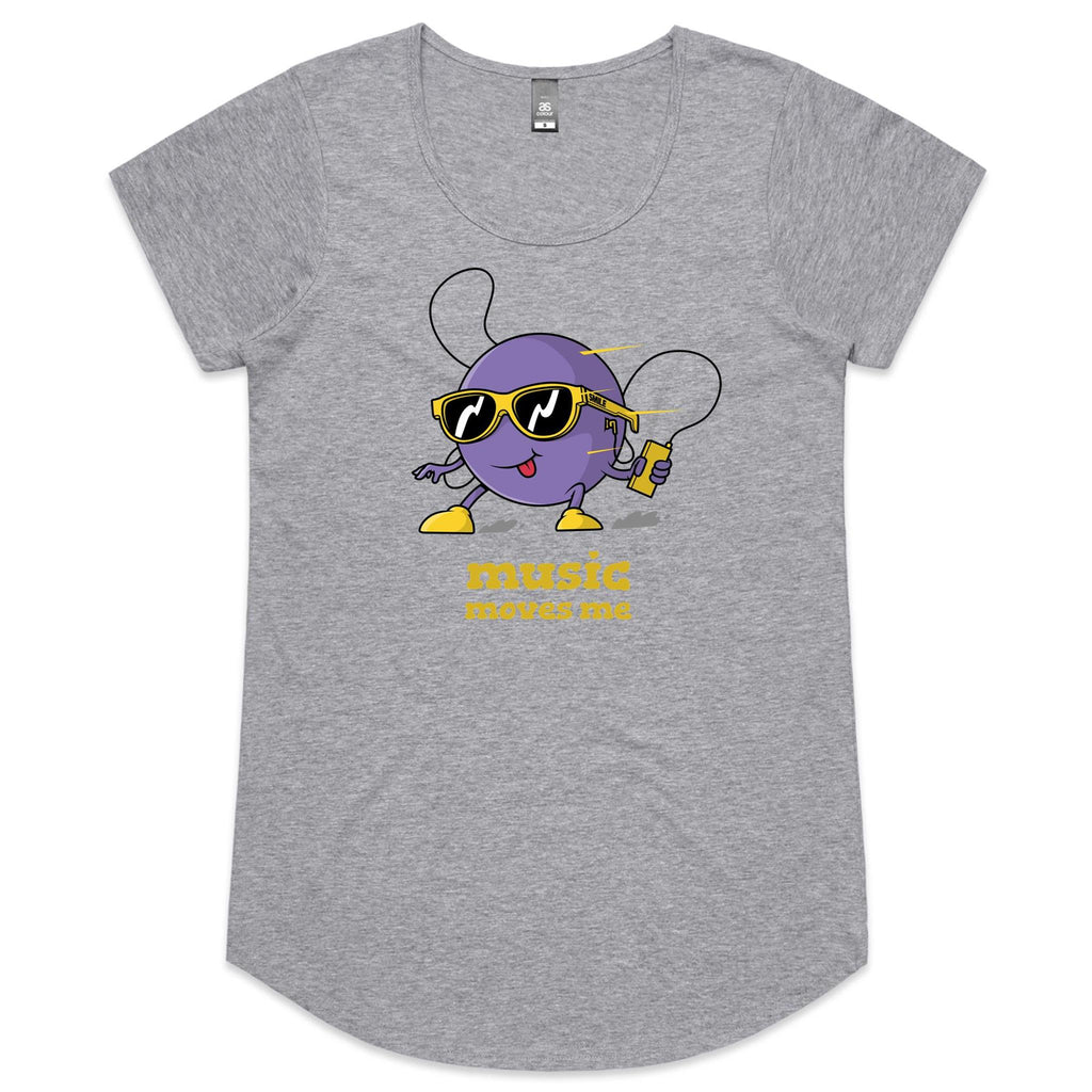 Music Moves Me - Womens Scoop Neck T-Shirt Grey Marle Womens Scoop Neck T-shirt Music Printed In Australia