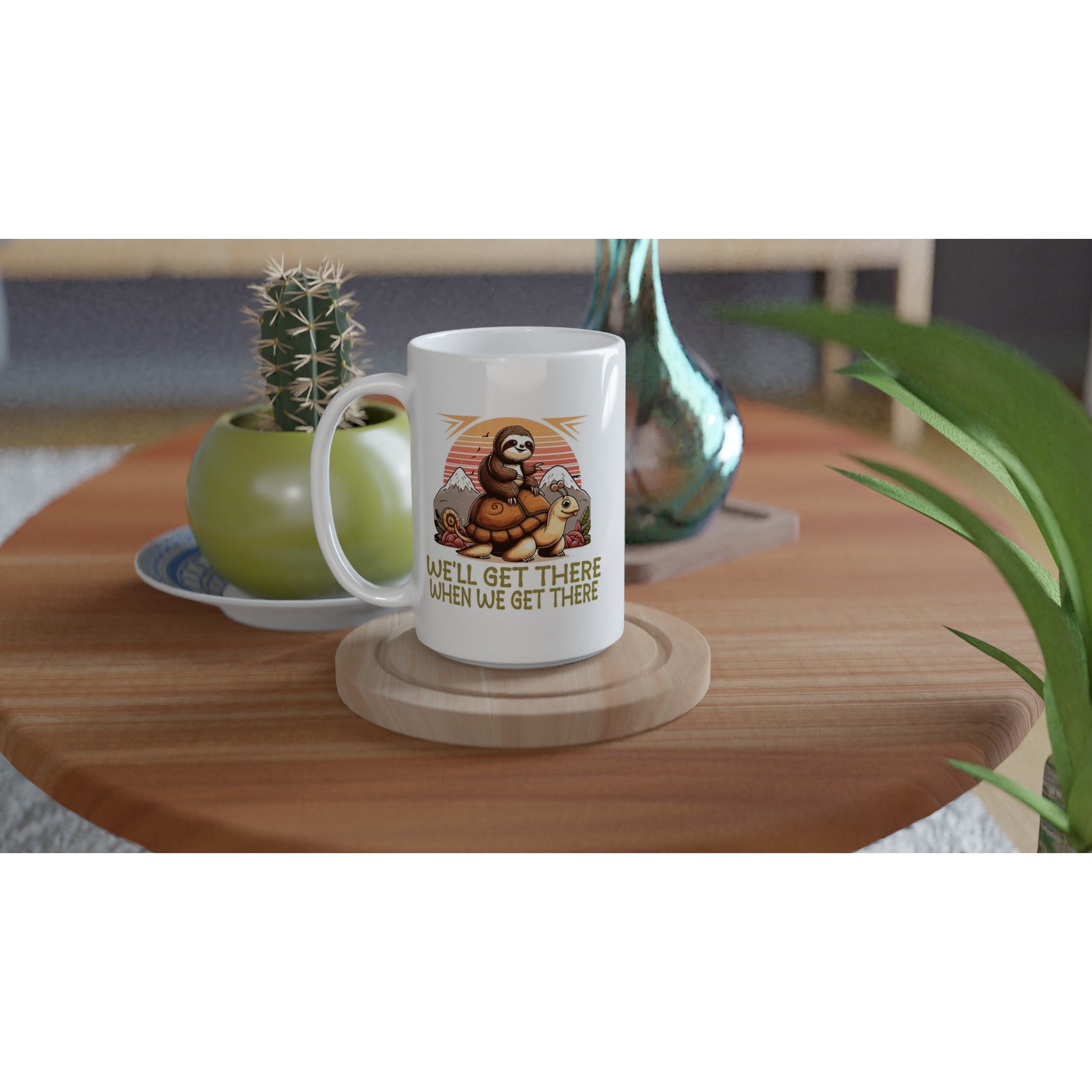 Sloth Race, We'll Get There When We Get There - White 15oz Ceramic Mug 15oz Mug animal Globally Fulfilled