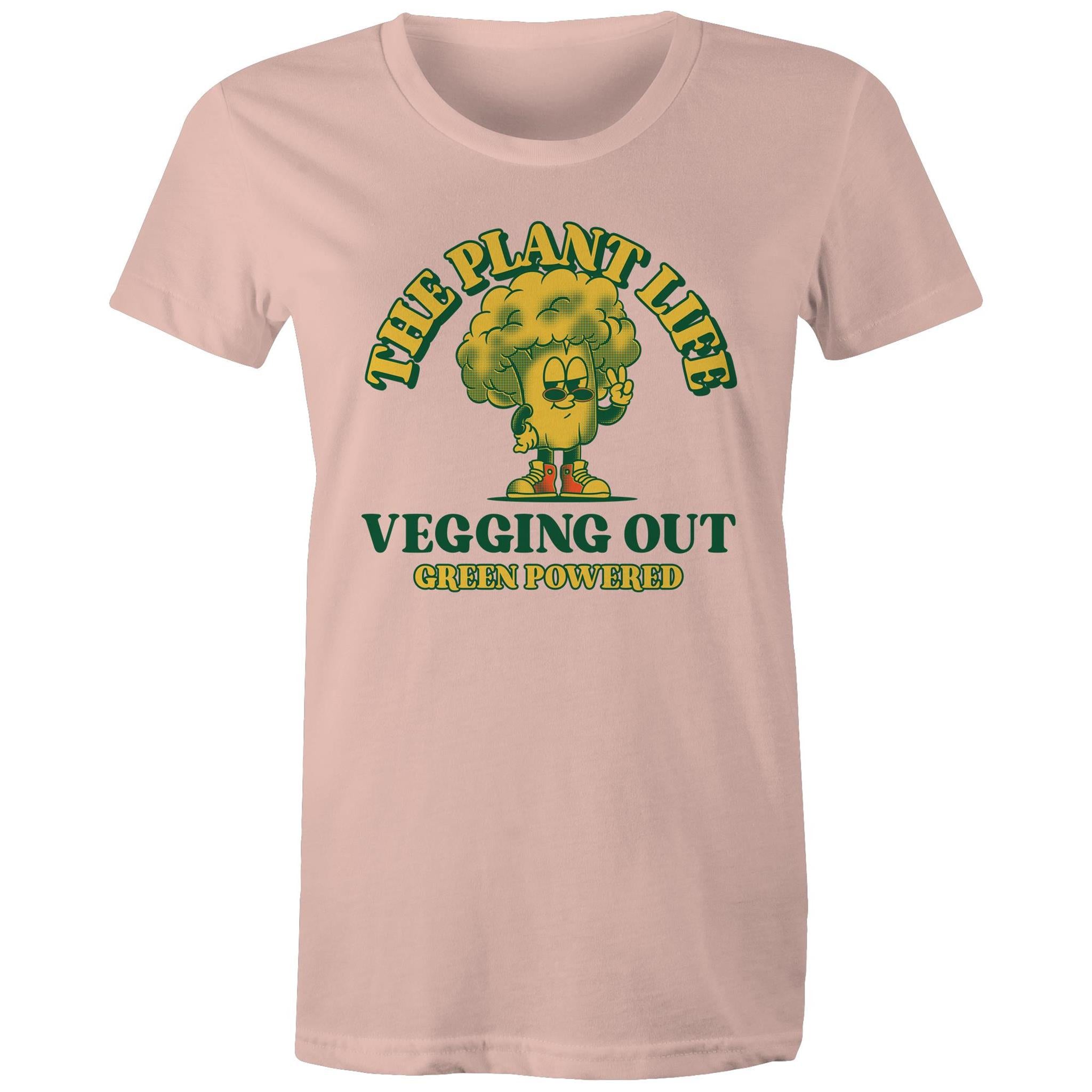 The Plant Life, Vegetarian - Womens T-shirt Pale Pink Womens T-shirt Plants Printed In Australia