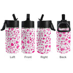 Pink Hearts On White 12oz Kids Water Bottle with Straw Lid