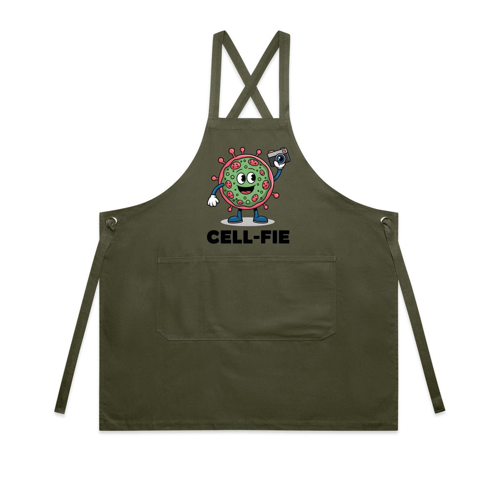 Cell-fie Cell Selfie AS Colour Carrie Apron Army One Size AS Colour Apron Printed In Australia Science