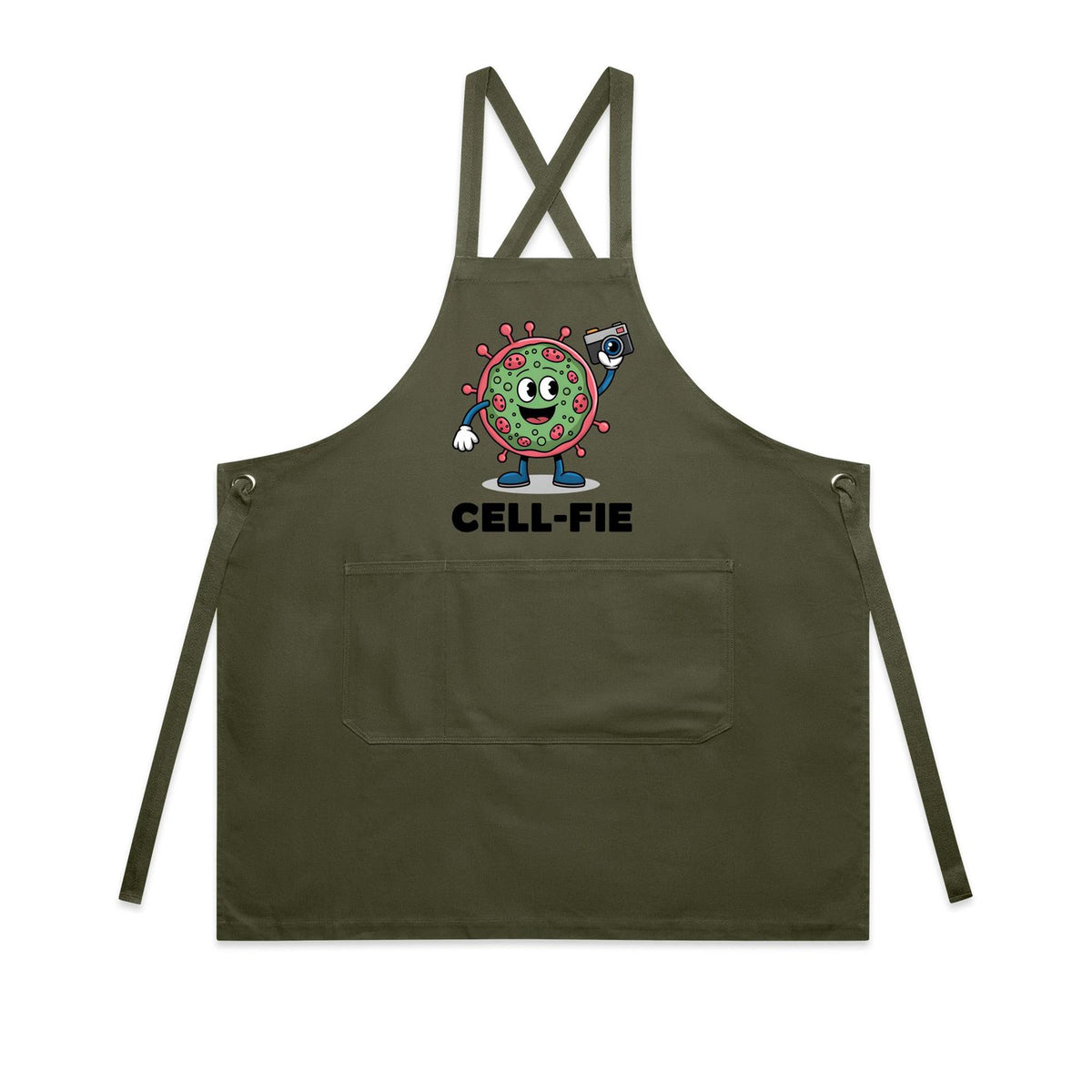 Cell-fie Cell Selfie AS Colour Carrie Apron Army One Size AS Colour Apron Printed In Australia Science