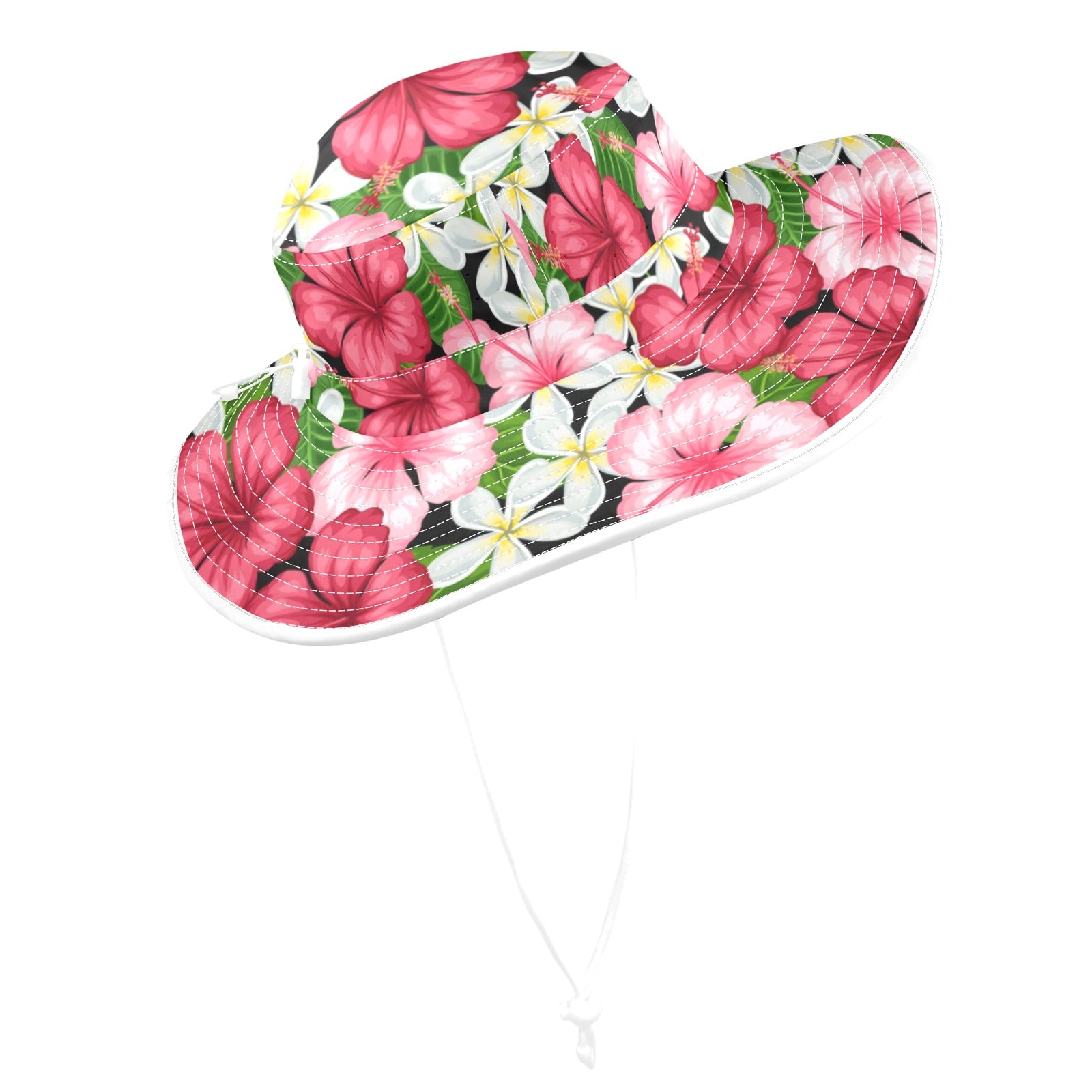 Hibiscus Wide Brim Bucket Hat Wide Brim Bucket Hat Plants Printed Offshore