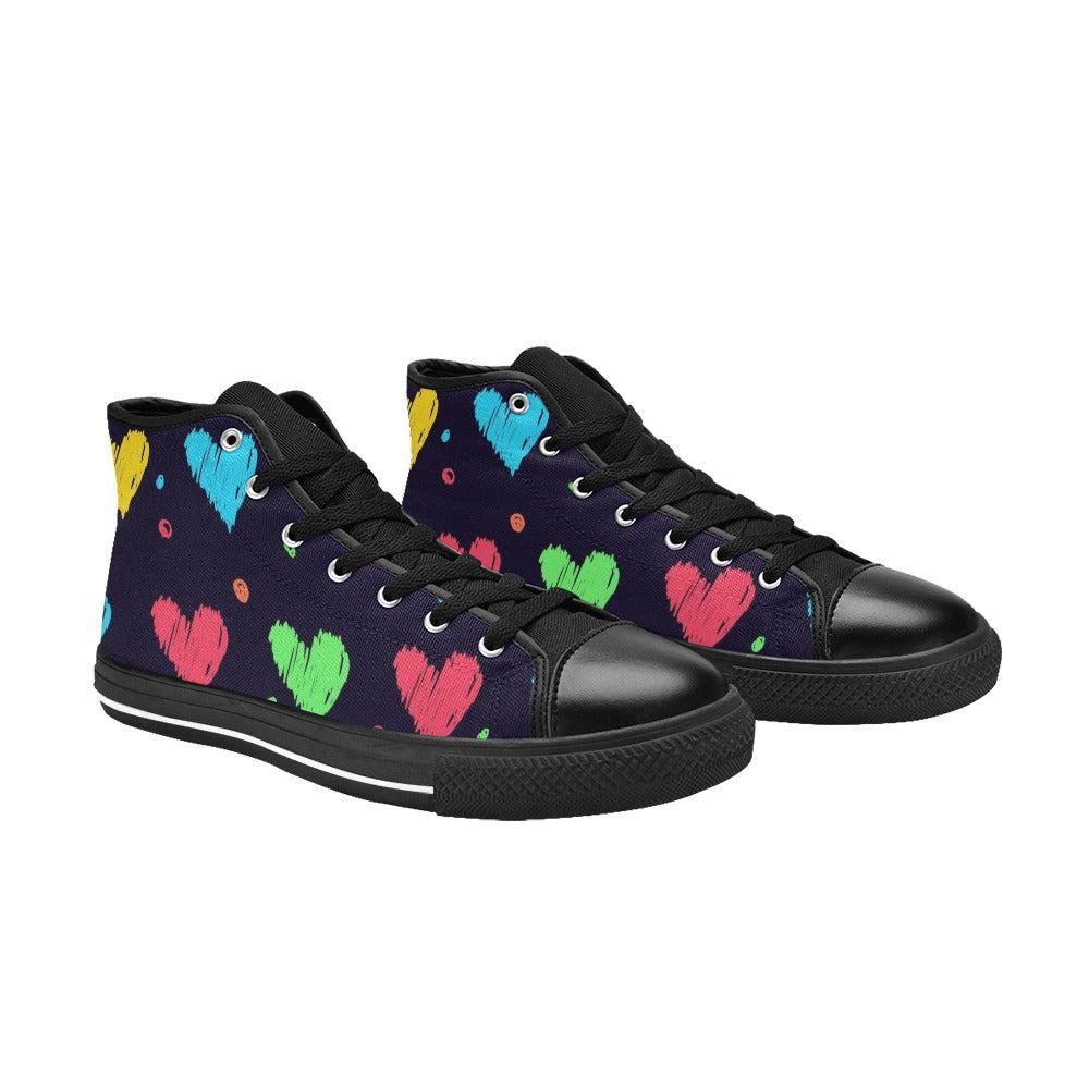 Colourful Hearts - Kids' High Top Canvas Shoes Kids High Top Canvas Shoes Love Printed Offshore
