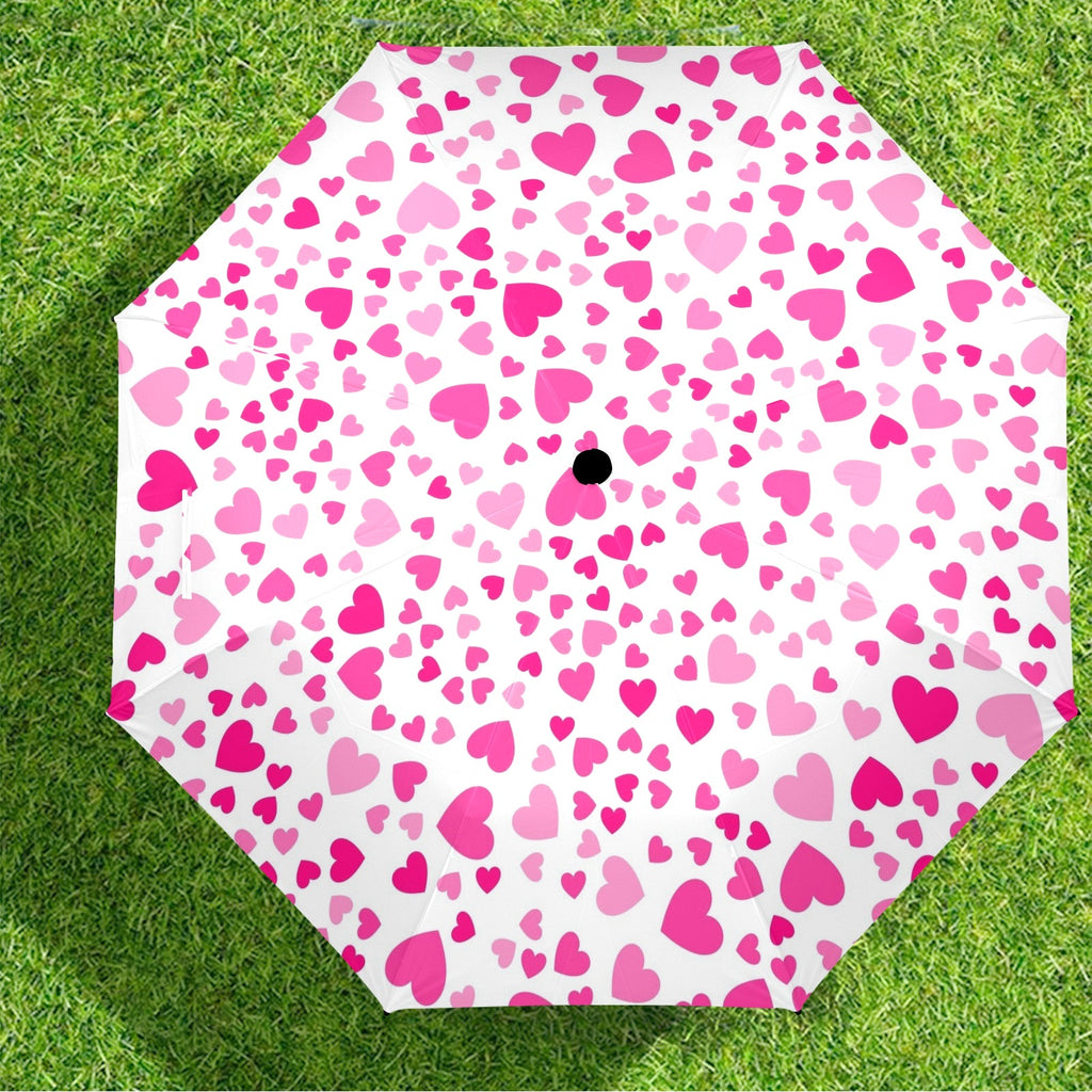 Pink Hearts On White - Umbrella