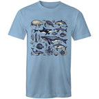 Sea Creatures - Mens T-Shirt Carolina Blue Mens T-shirt animal Printed In Australia