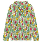 Tropical Flowers On White Women's Full-Zip Hoodie