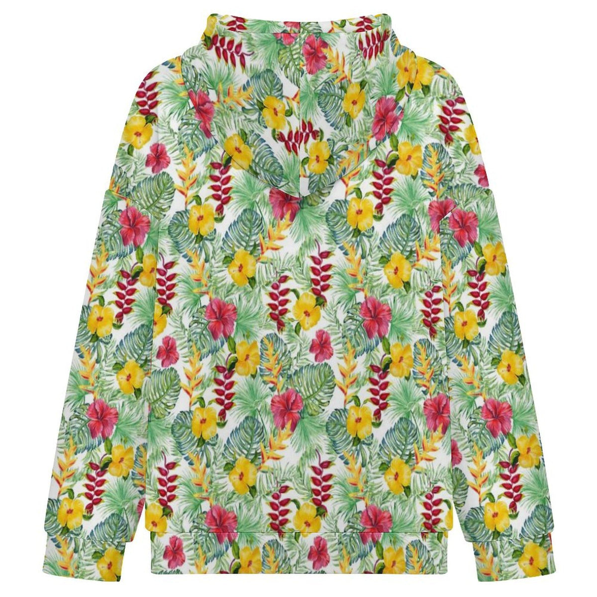 Tropical Flowers On White Women's Full-Zip Hoodie