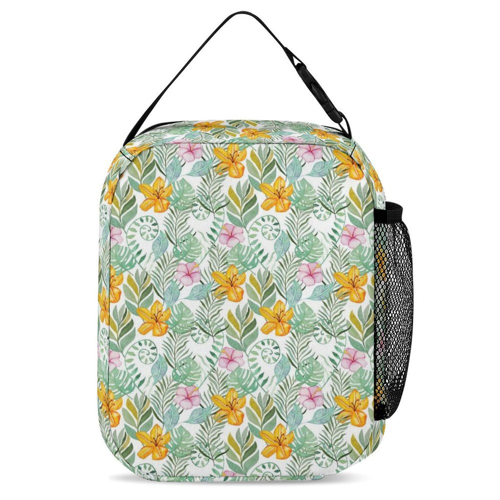 Tropical Flowers And Leaves Backpack, Lunch Bag & Pencil Case Set