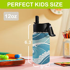 Ocean Waves 12oz Kids Water Bottle with Straw Lid