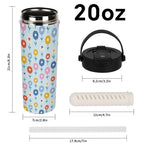 Cute Abstract Flowers 20oz Tea Tumbler with Carry Handle