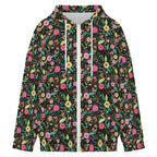 Bright Floral And Leaves Women's Full-Zip Hoodie