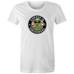 Coffee Is Universal, Alien - Womens T-shirt White Womens T-shirt Coffee Printed In Australia Sci Fi