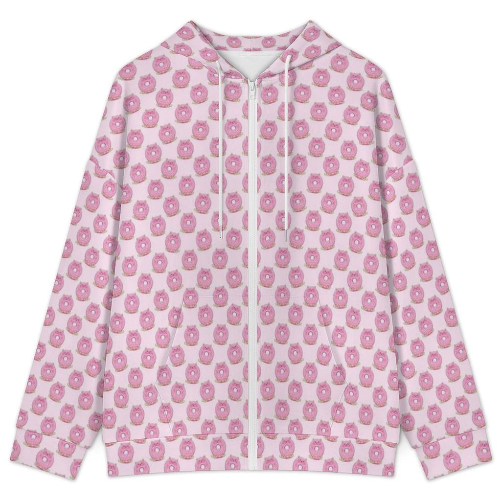 Pink Cat Doughnuts Women's Full-Zip Hoodie