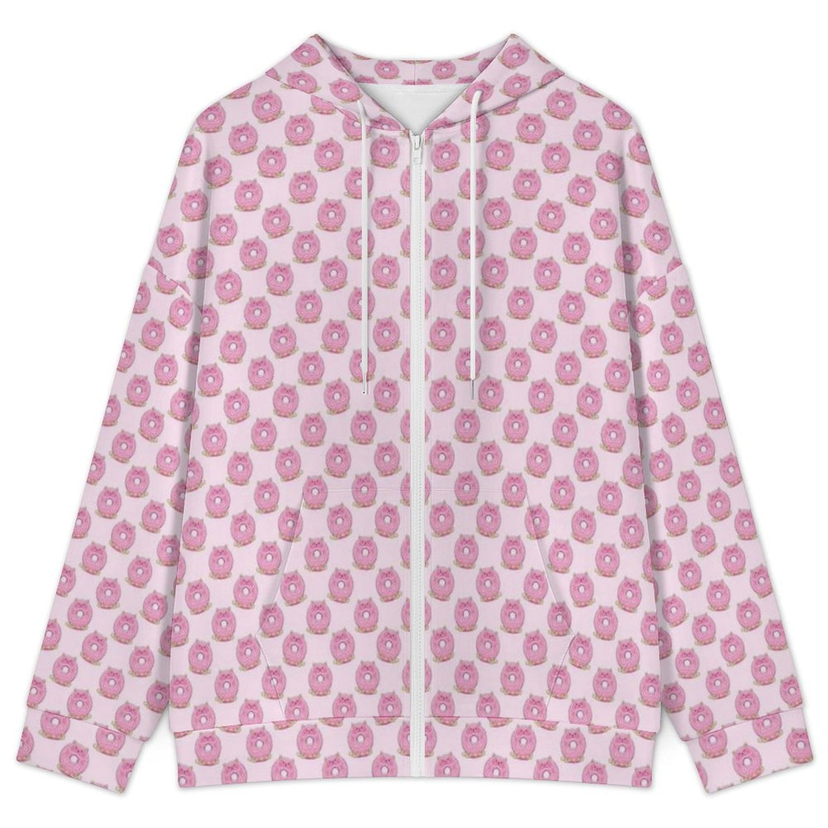 Pink Cat Doughnuts Women's Full-Zip Hoodie