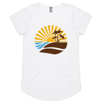 Retro Surf - Womens Scoop Neck T-Shirt White Womens Scoop Neck T-shirt Printed In Australia Summer Surf