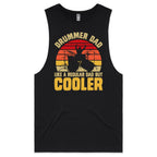 Drummer Dad, Like A Regular Dad But Cooler Mens Men's AS Colour Drop Arm Tank Top Black Drop Arm Tank Top Dad Music Printed In Australia